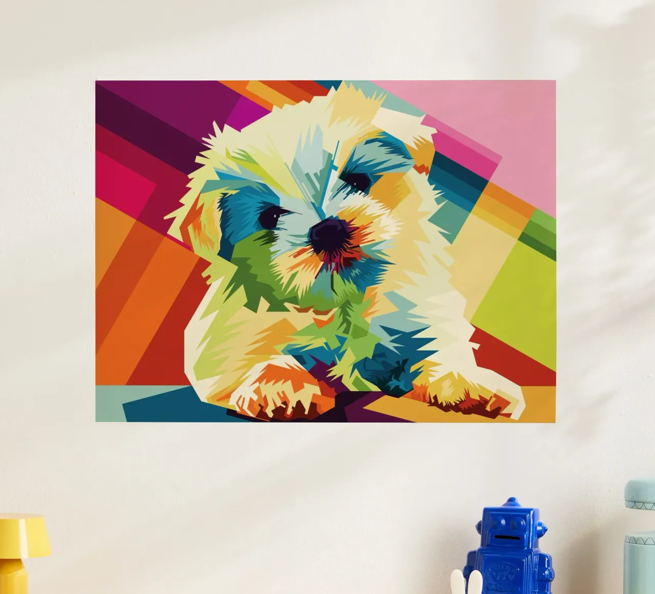 Dog Popart WPAP poster con telaio in alluminio da SW Artwork