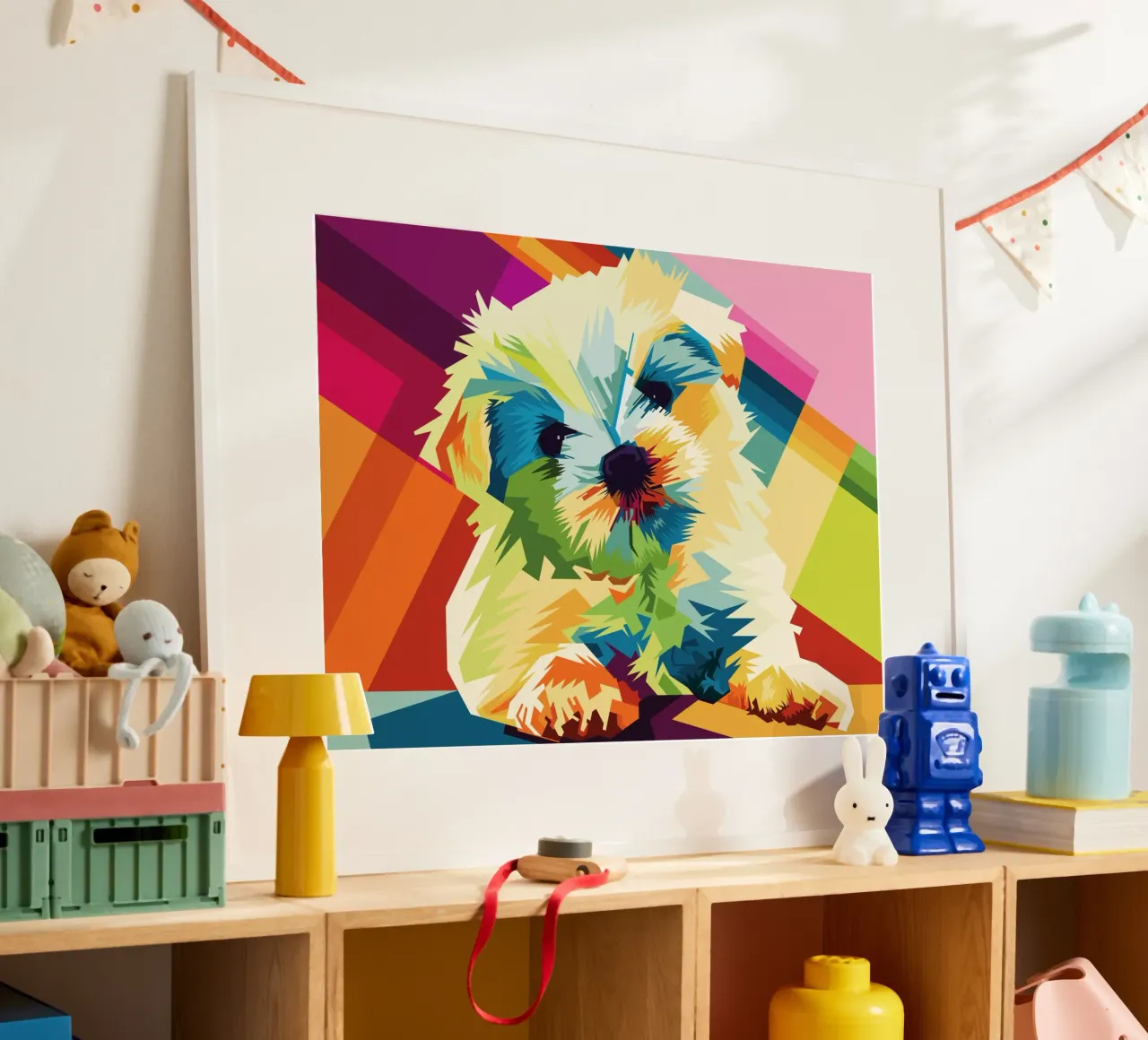 Dog Popart WPAP poster con telaio in alluminio da SW Artwork