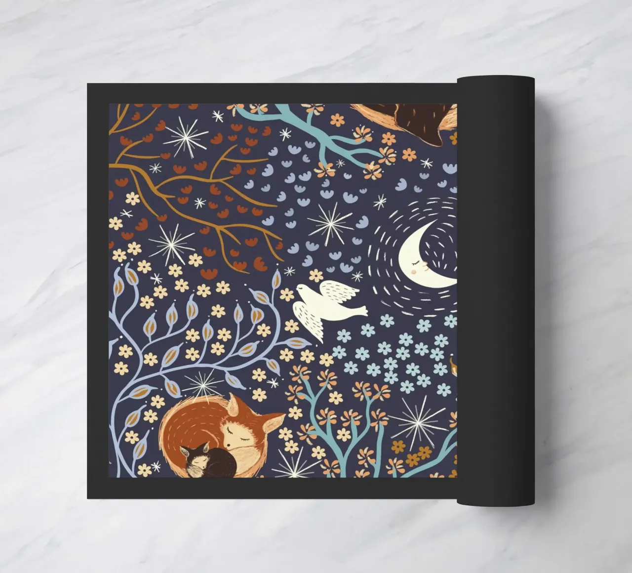 Dreamy Night Pattern: Sleeping Animals, Moon, Stars, magic zerbino da Studio Patruschka