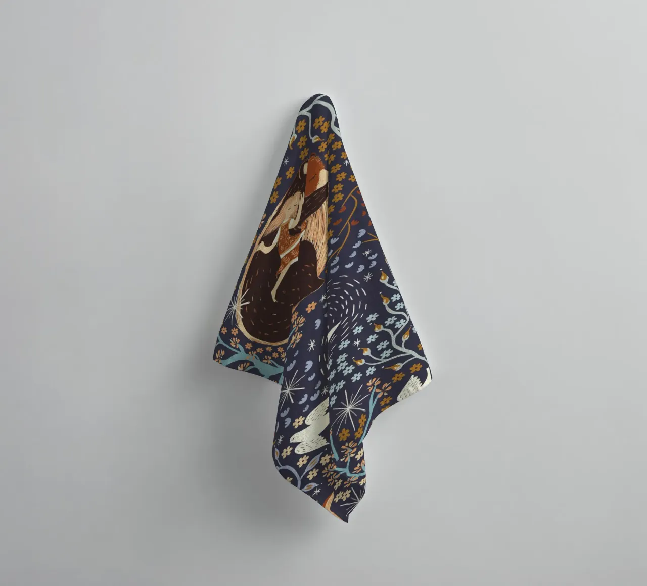 Dreamy Night Pattern: Sleeping Animals, Moon, Stars, magic asciugamano da bagno da Studio Patruschka