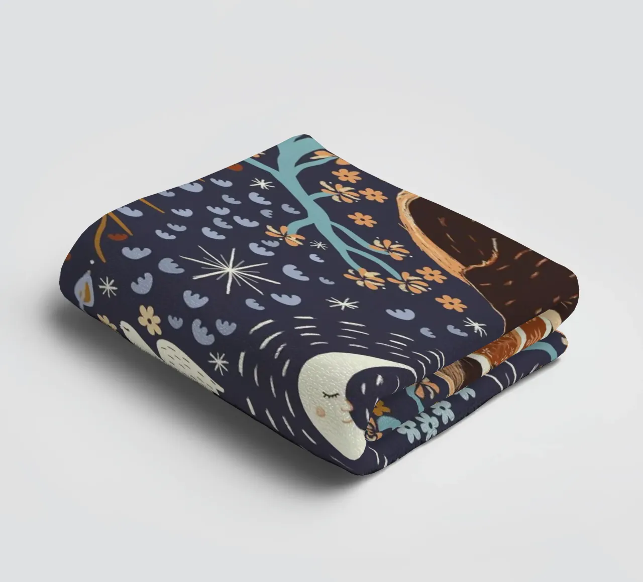 Dreamy Night Pattern: Sleeping Animals, Moon, Stars, magic asciugamano da bagno da Studio Patruschka