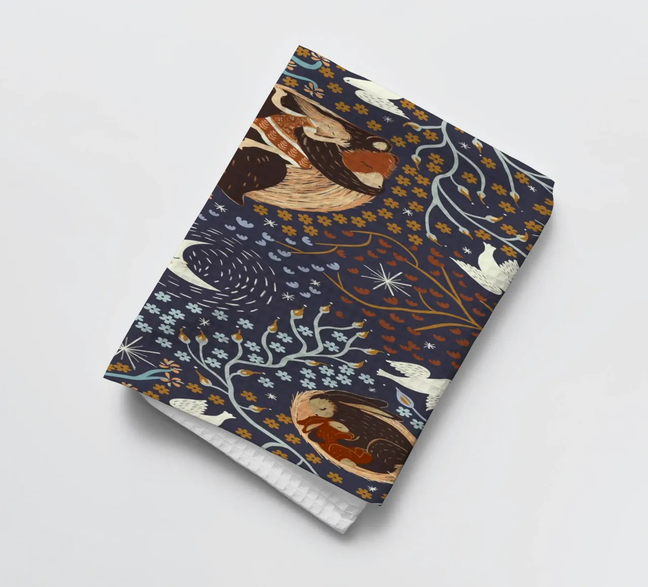 Dreamy Night Pattern: Sleeping Animals, Moon, Stars, magic canovaccio da cucina da Studio Patruschka