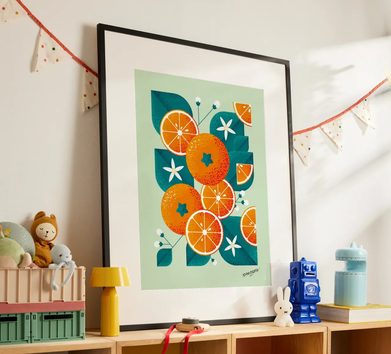 Spring orange poster by Tamsen Design