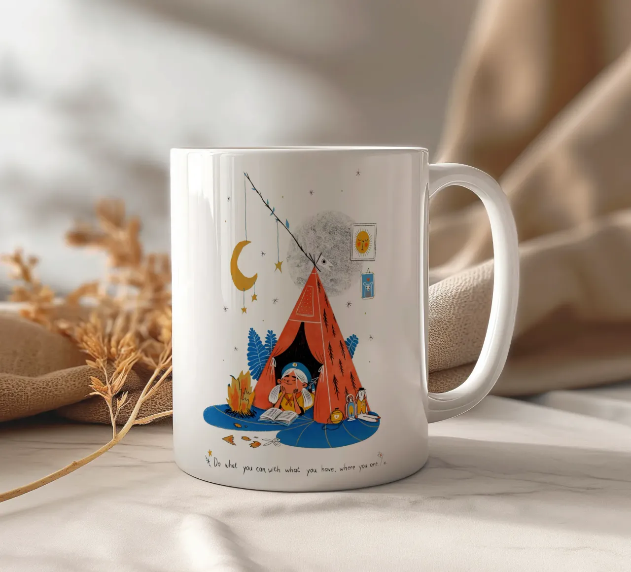 Do what you can, with what you have, where you are mug en céramique de Moira Scicluna Zahra