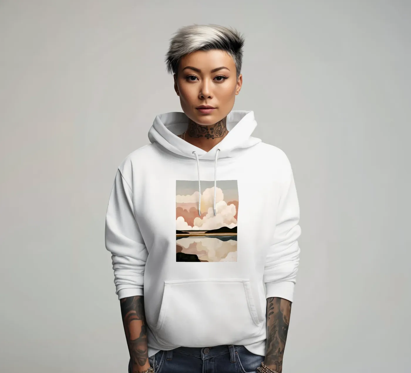 Paesaggio astratto di nuvole felpa con cappuccio da M.A.Z.U.N.