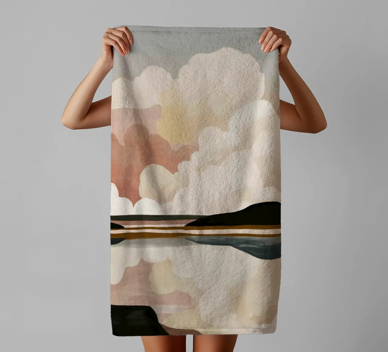 Abstract wolkenlandschap badhanddoek van M.A.Z.U.N.