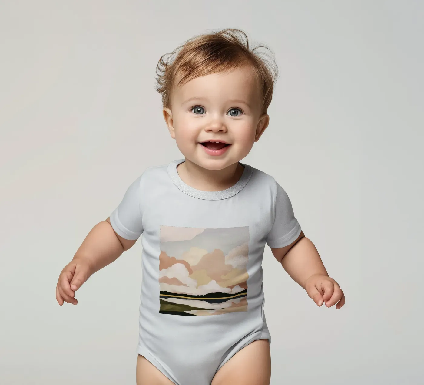 Soft Cloudscape Kurzarm Babybody von M.A.Z.U.N.