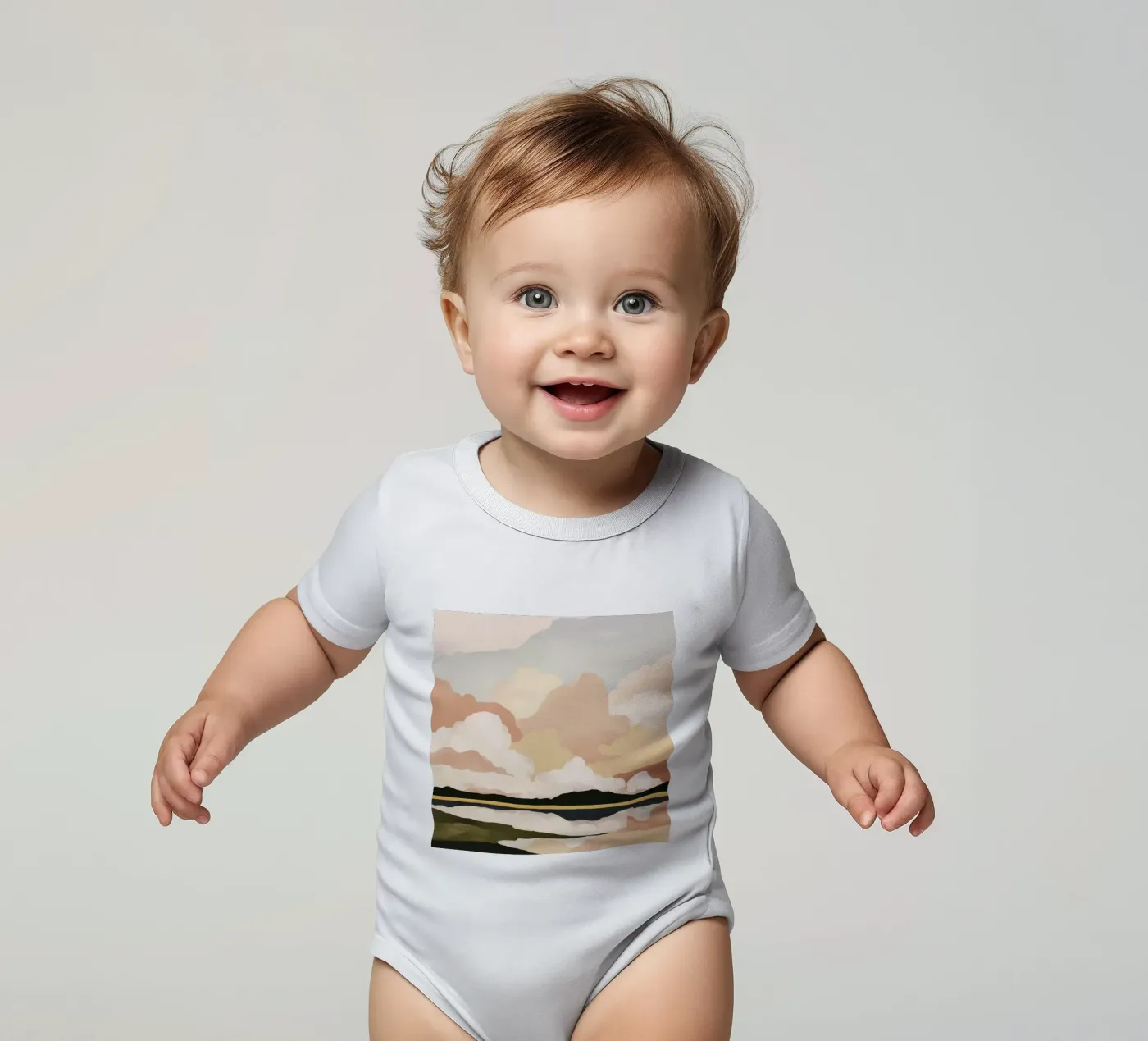 Soft Cloudscape Kurzarm Babybody von M.A.Z.U.N.