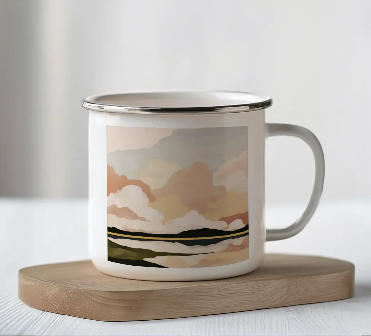 Soft Cloudscape enamel mug by M.A.Z.U.N.