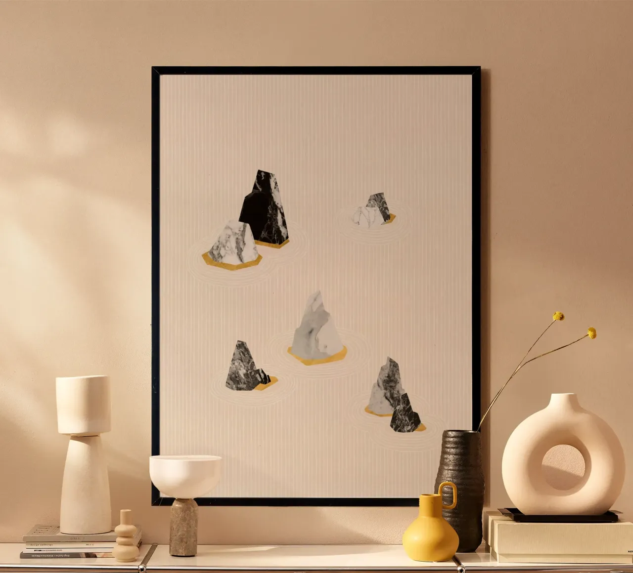 Pietre di marmo - Formazione rocciosa astratta minimalista poster con telaio in alluminio da kookiepixel