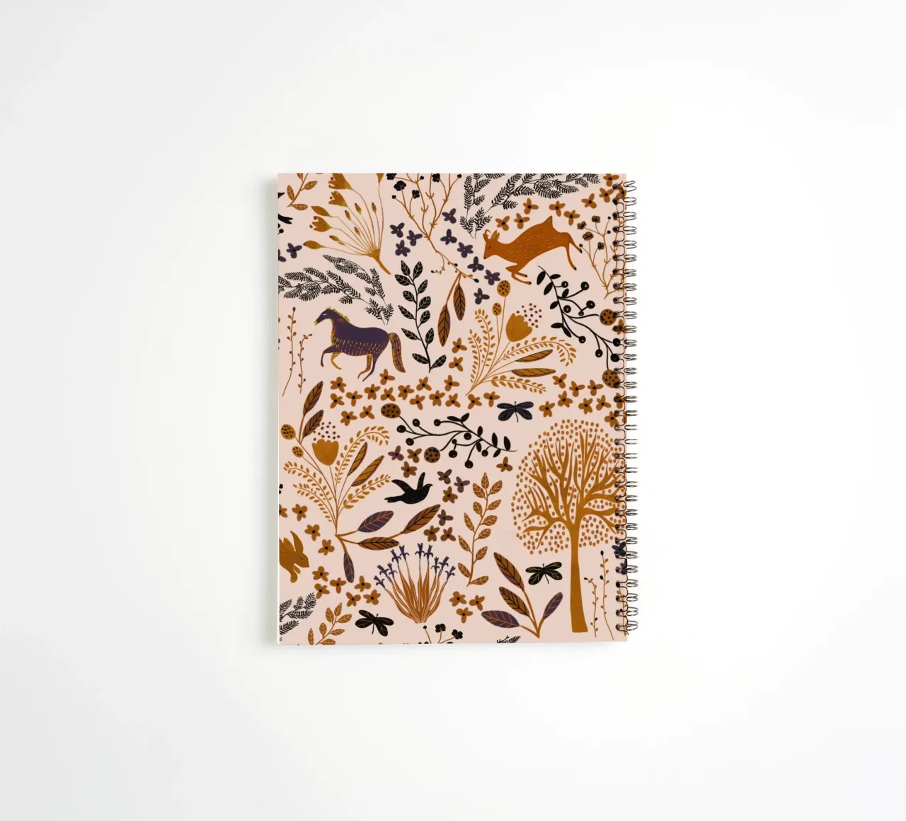 Whimsical Countryside: Horses, Goats & Rabbits in Earth Tone spiral notebook by Studio Patruschka