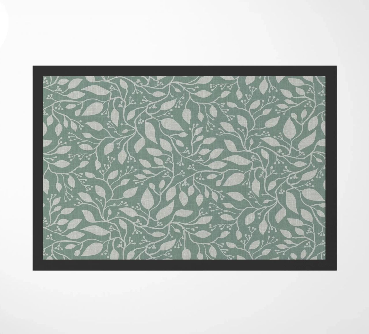 Mint and Beige Leaves with Linen Texture: Elegant Nature zerbino da Studio Patruschka