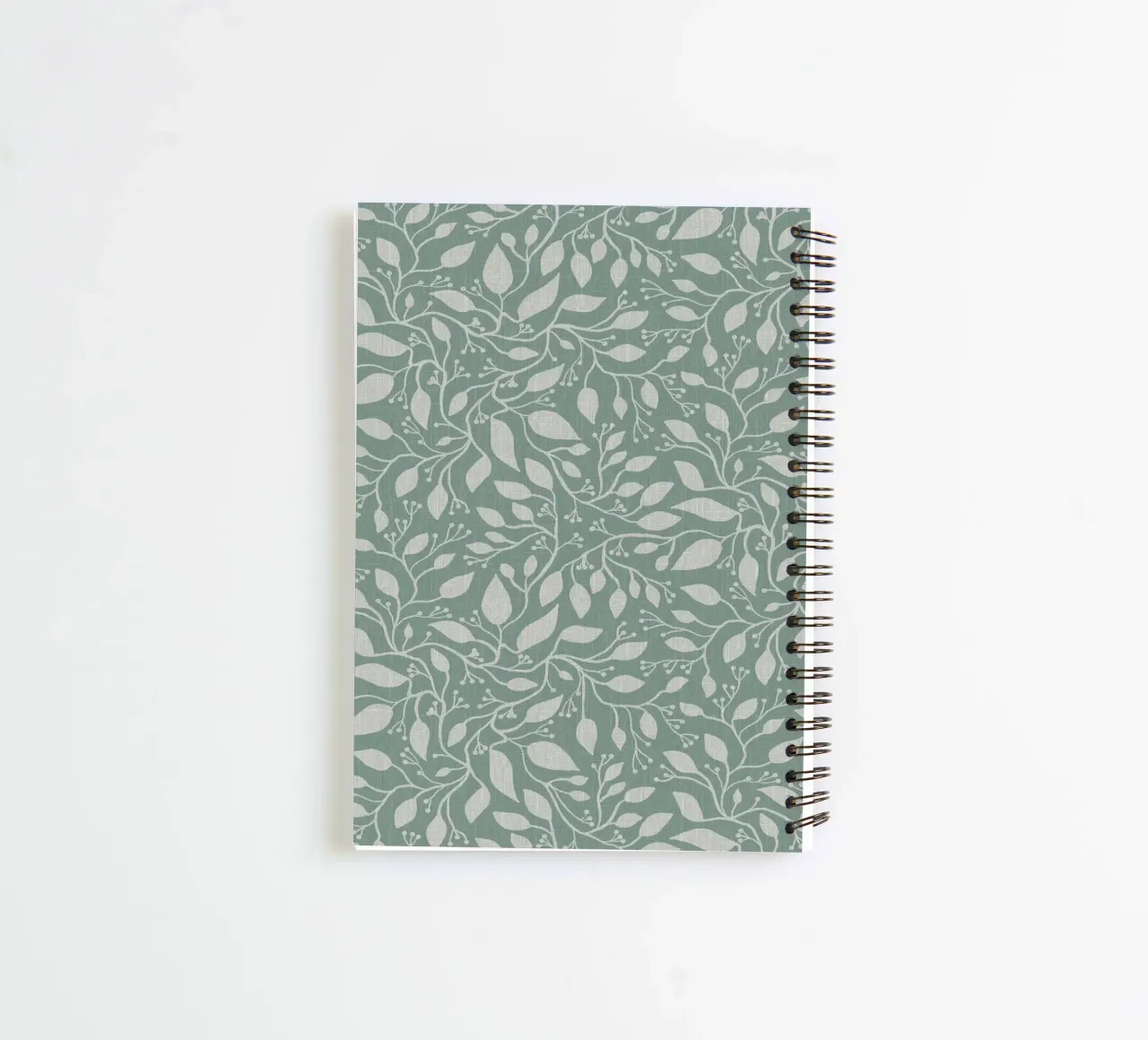Mint and Beige Leaves with Linen Texture: Elegant Nature spiral notebook by Studio Patruschka