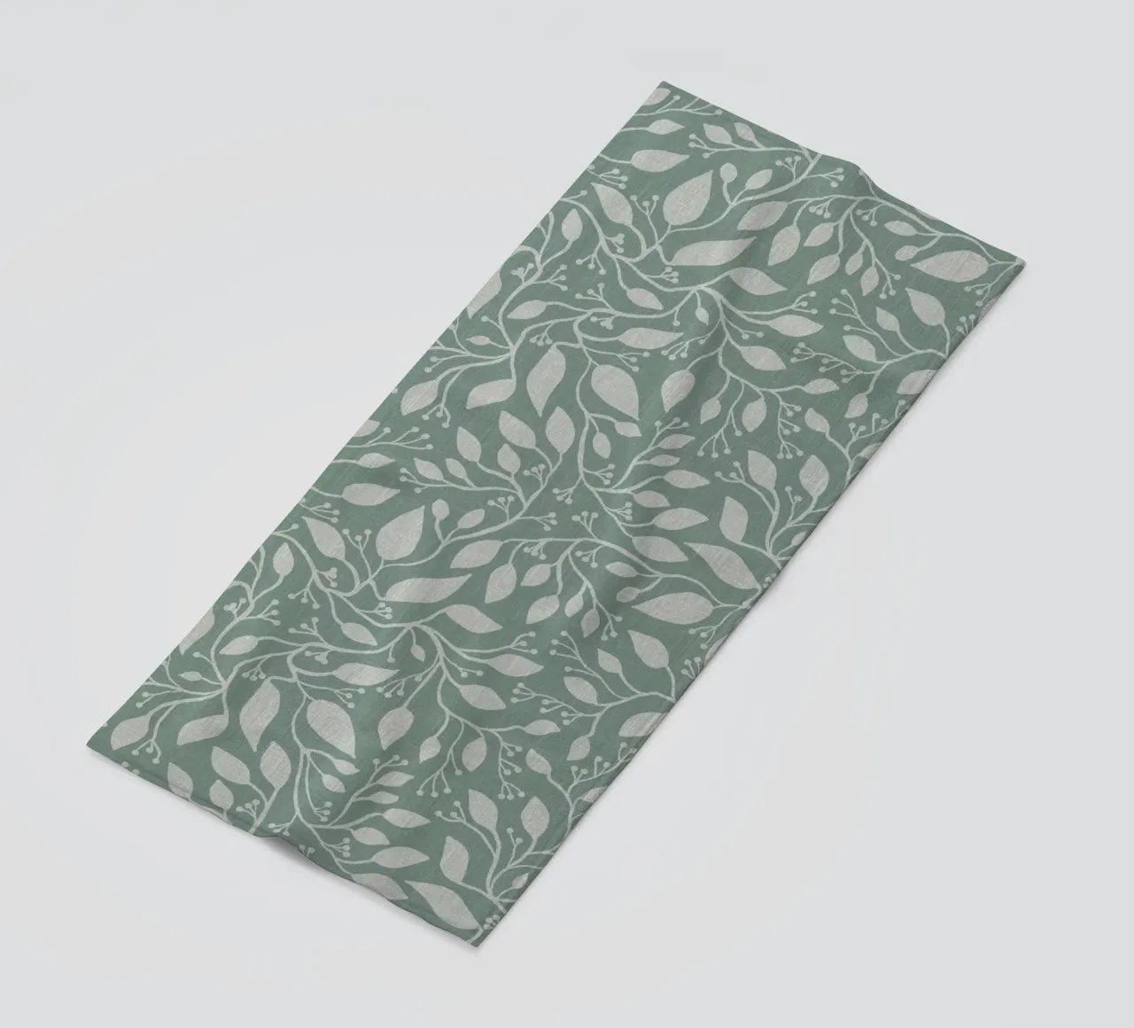Mint and Beige Leaves with Linen Texture: Elegant Nature telo mare da Studio Patruschka
