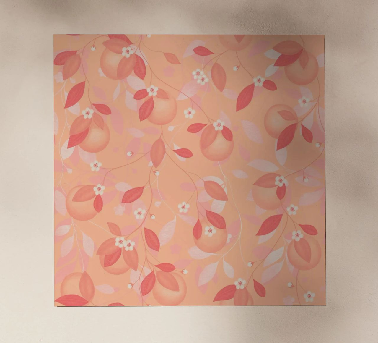 Peach and Orange Pattern: Pantone Palette with Leaves pellicola backlit da Studio Patruschka