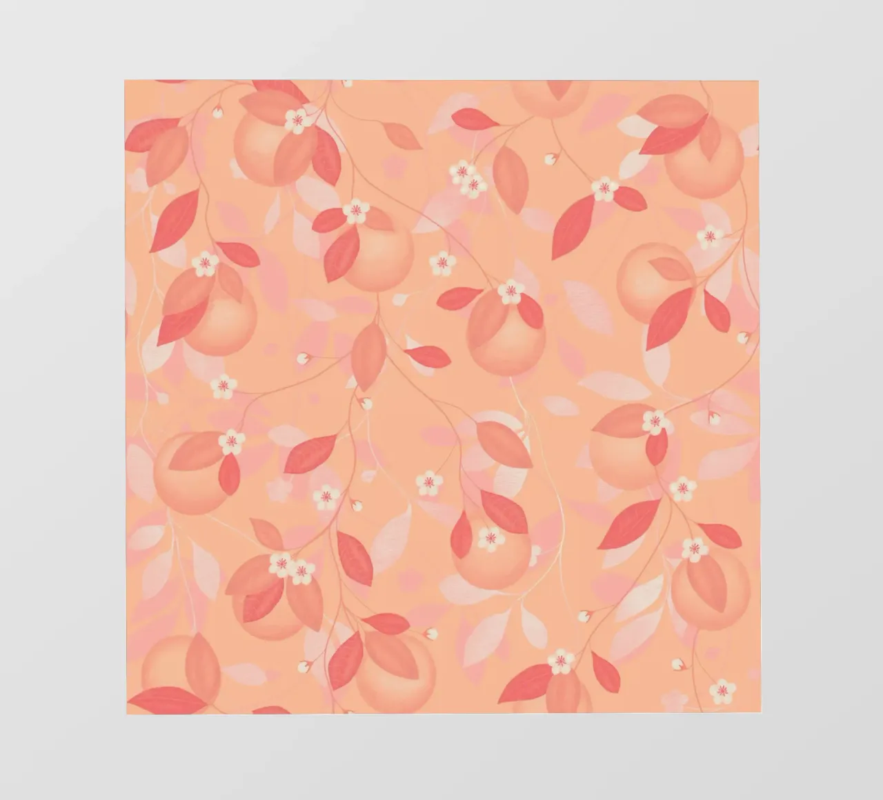 Peach and Orange Pattern: Pantone Palette with Leaves pellicola backlit da Studio Patruschka