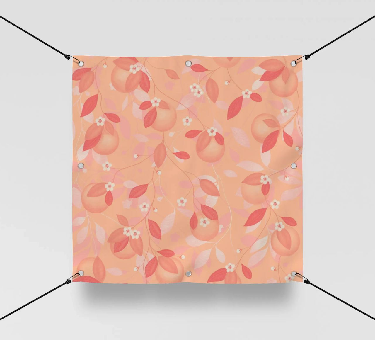 Peach and Orange Pattern: Pantone Palette with Leaves telo in pvc da Studio Patruschka