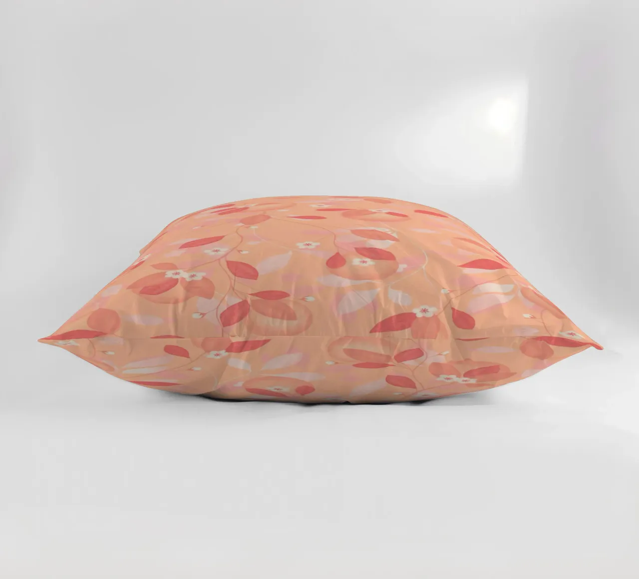 Peach and Orange Pattern: Pantone Palette with Leaves cuscino da Studio Patruschka