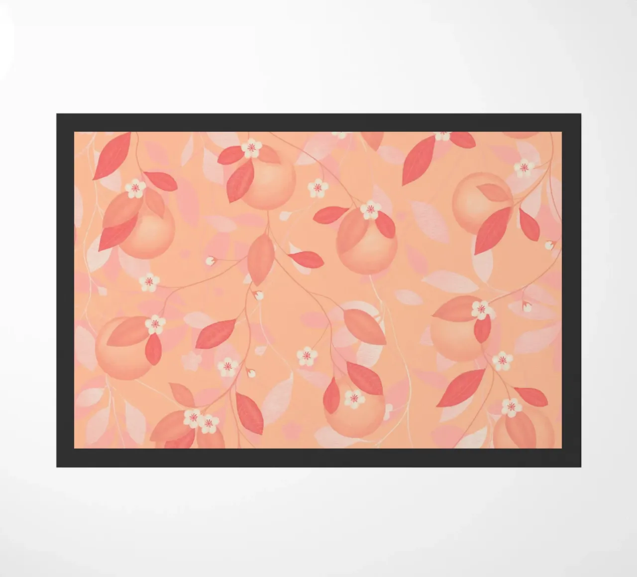 Peach and Orange Pattern: Pantone Palette with Leaves felpudo de Studio Patruschka