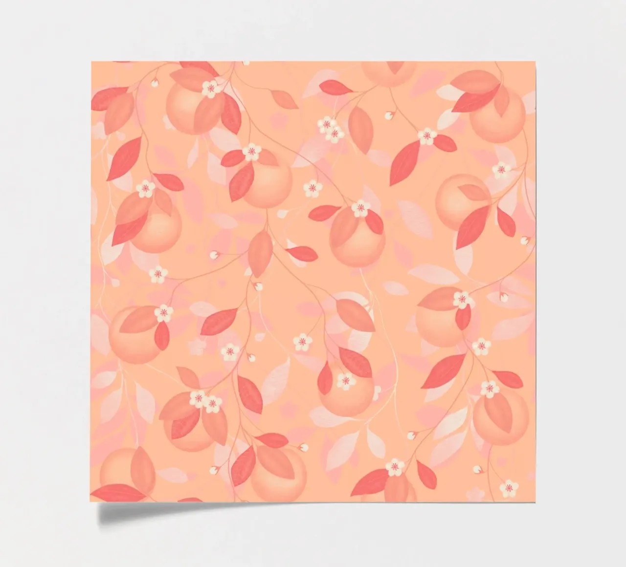 Peach and Orange Pattern: Pantone Palette with Leaves foglio adesivo da Studio Patruschka