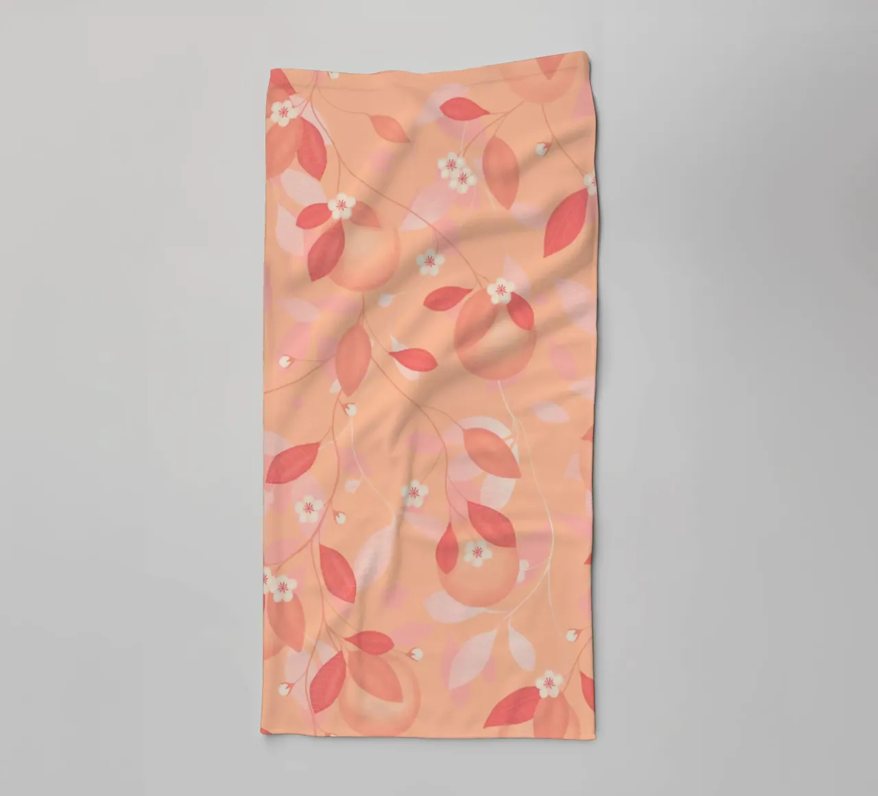 Peach and Orange Pattern: Pantone Palette with Leaves asciugamano da bagno da Studio Patruschka