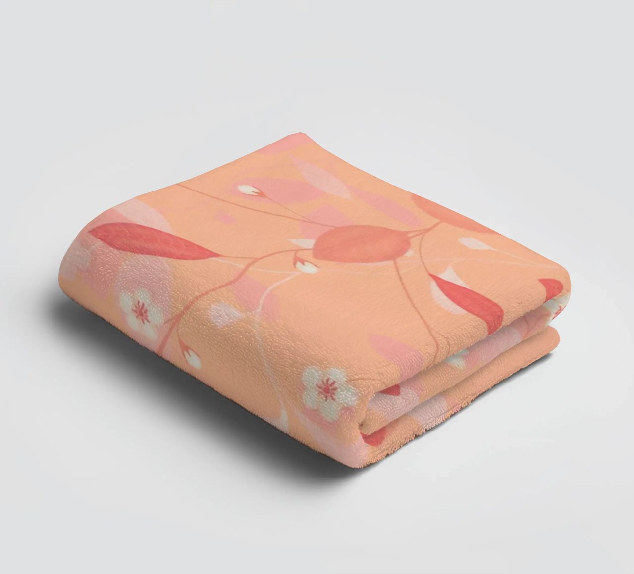 Peach and Orange Pattern: Pantone Palette with Leaves asciugamano da bagno da Studio Patruschka
