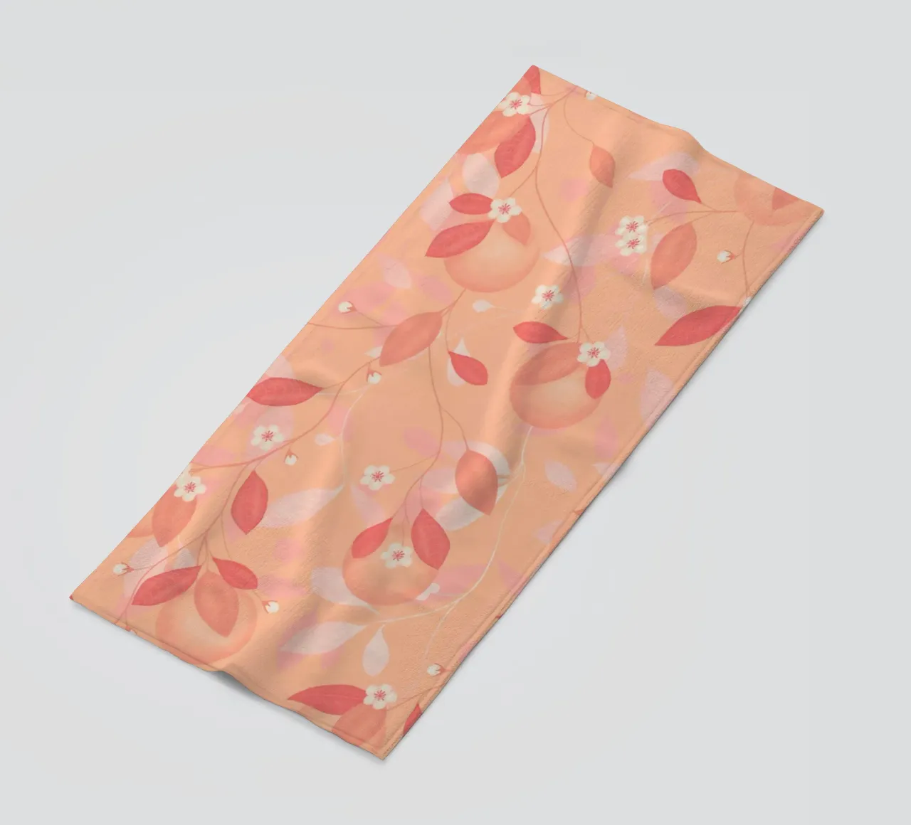 Peach and Orange Pattern: Pantone Palette with Leaves telo mare da Studio Patruschka