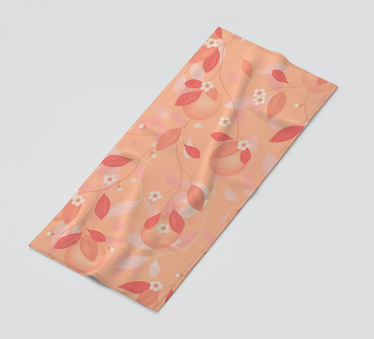 Peach and Orange Pattern: Pantone Palette with Leaves telo mare da Studio Patruschka