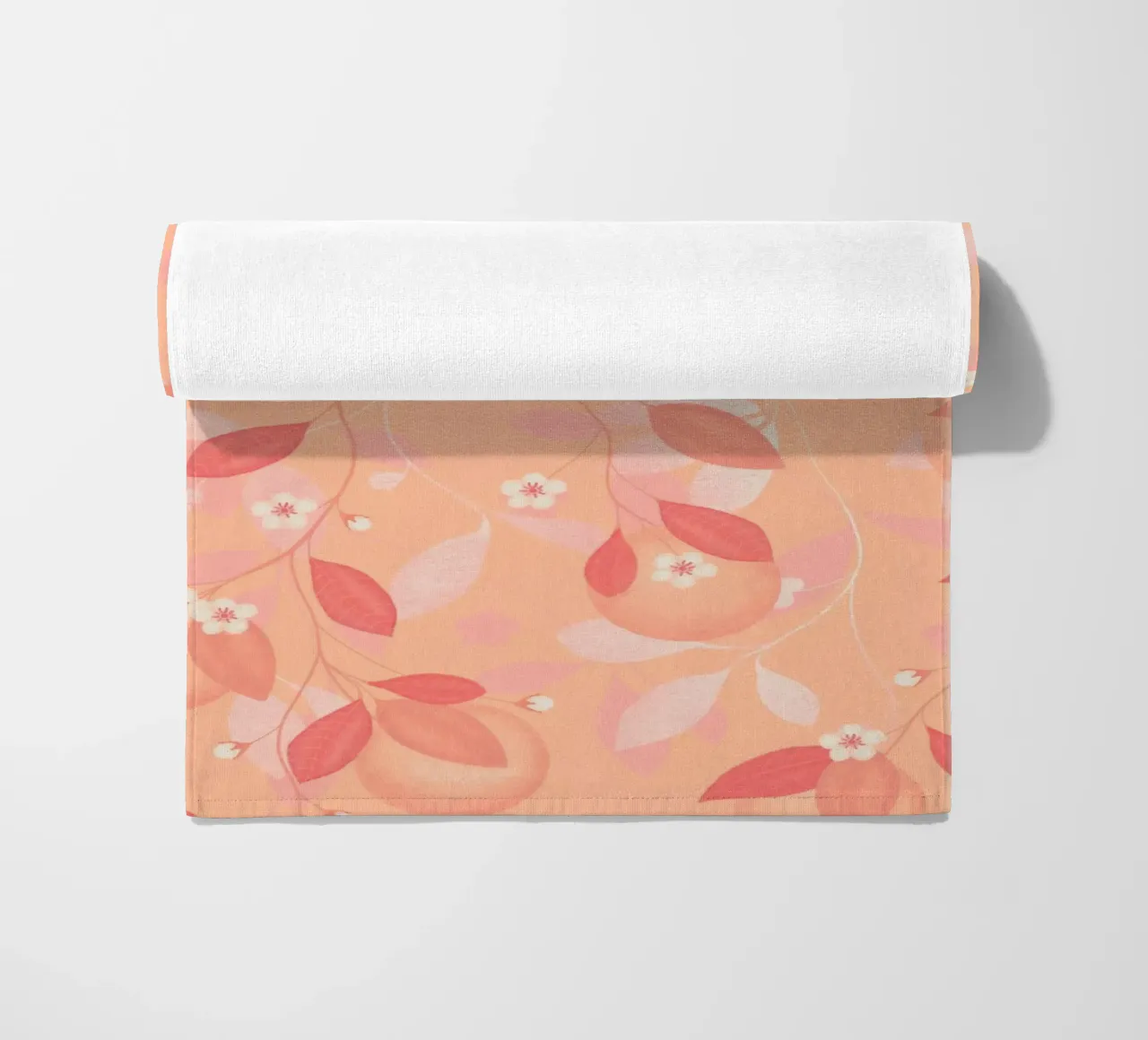 Peach and Orange Pattern: Pantone Palette with Leaves telo mare da Studio Patruschka