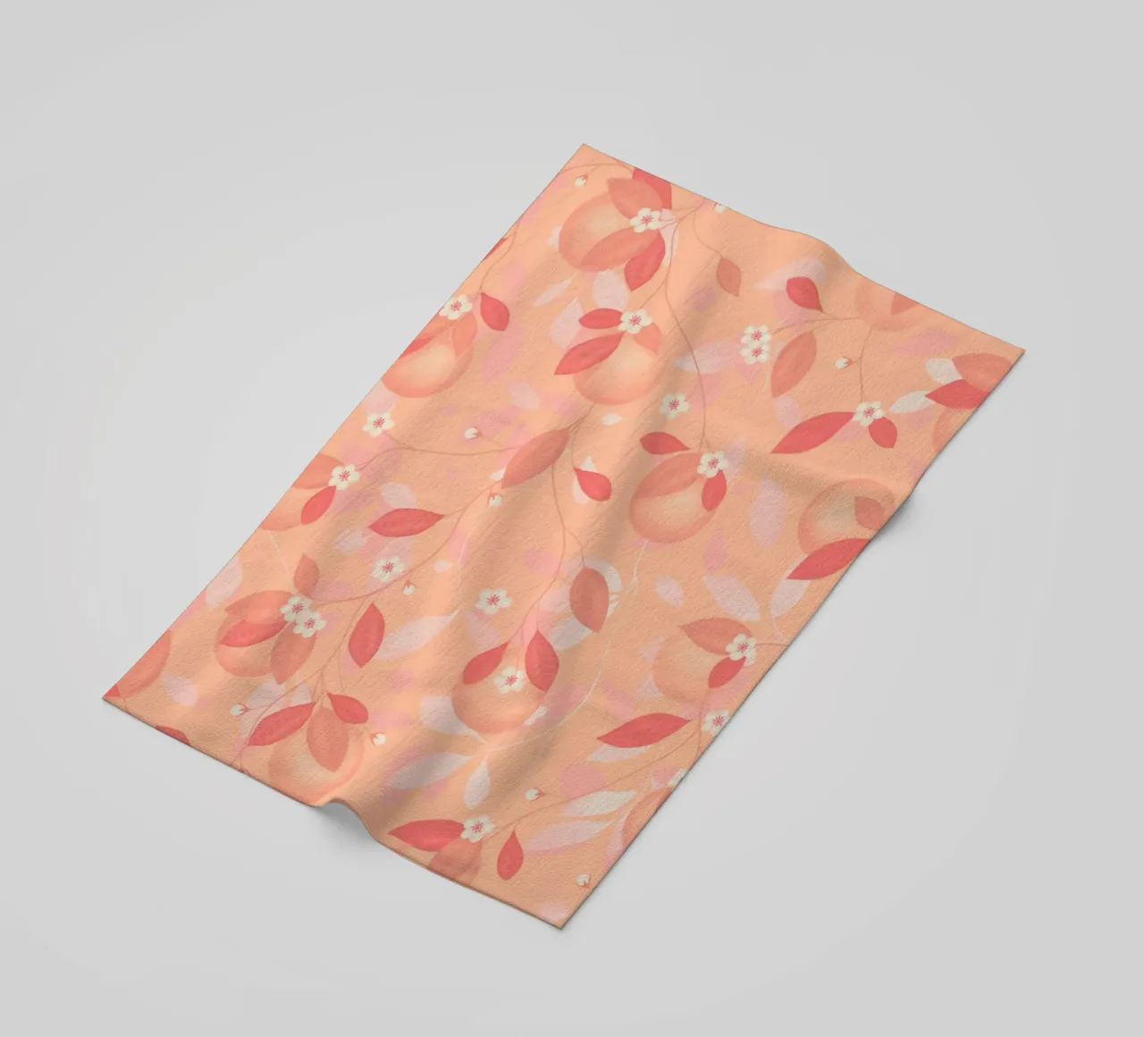 Peach and Orange Pattern: Pantone Palette with Leaves telo mare da Studio Patruschka