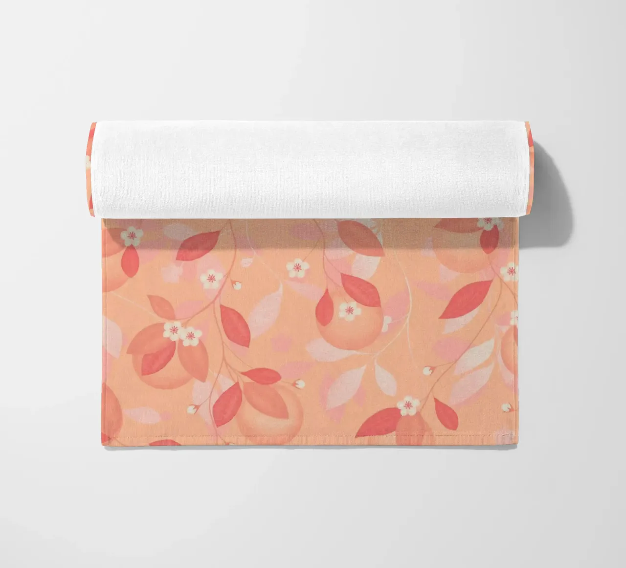 Peach and Orange Pattern: Pantone Palette with Leaves telo mare da Studio Patruschka