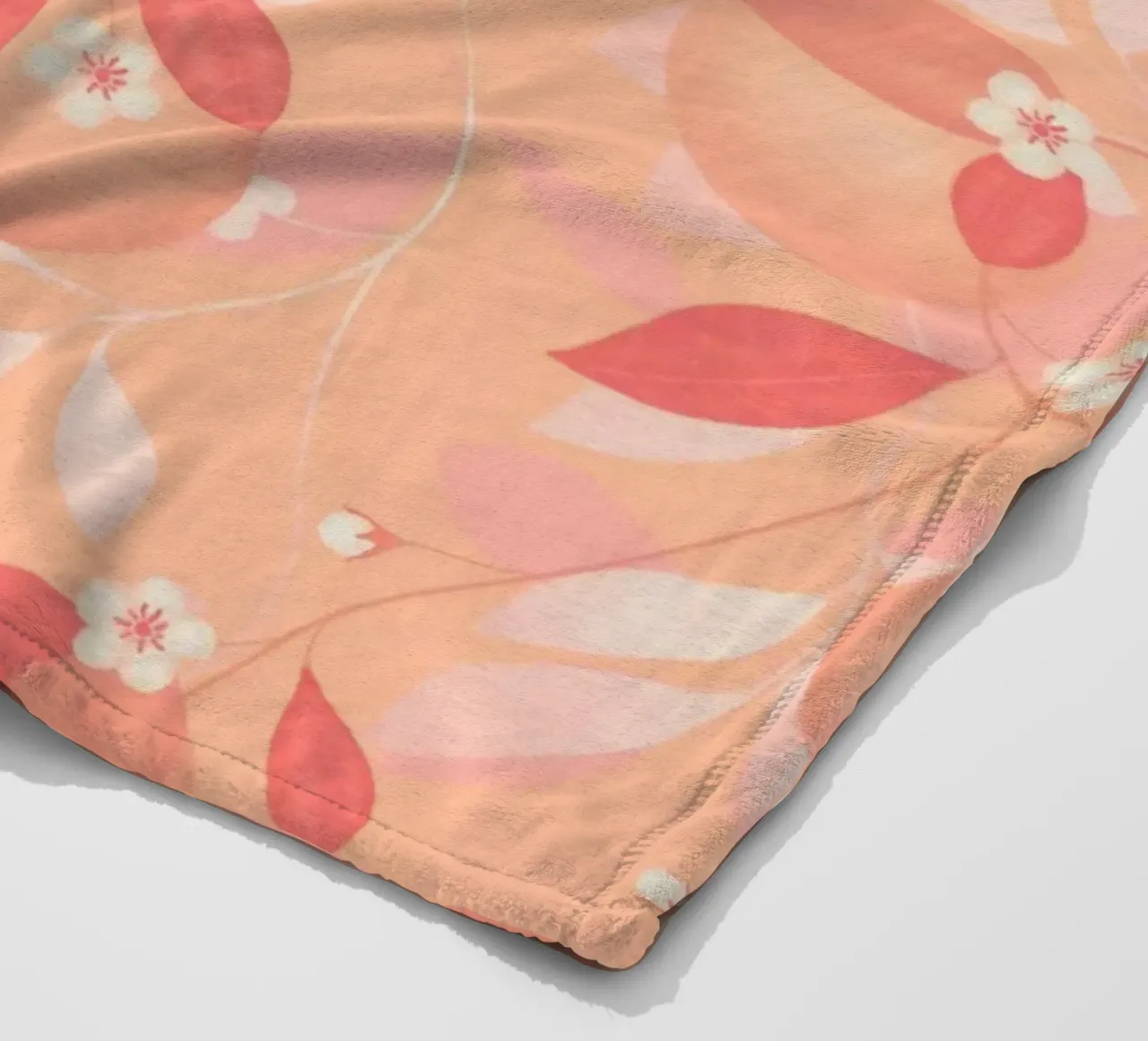 Peach and Orange Pattern: Pantone Palette with Leaves coperta in pile da Studio Patruschka