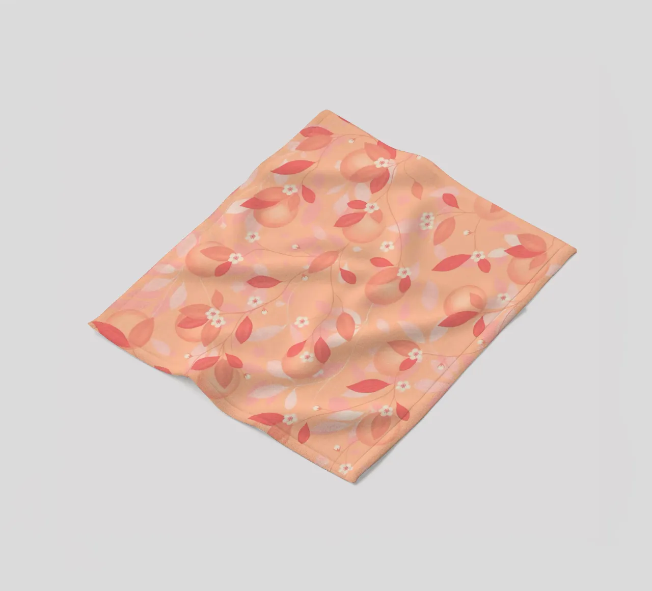 Peach and Orange Pattern: Pantone Palette with Leaves coperta in pile da Studio Patruschka