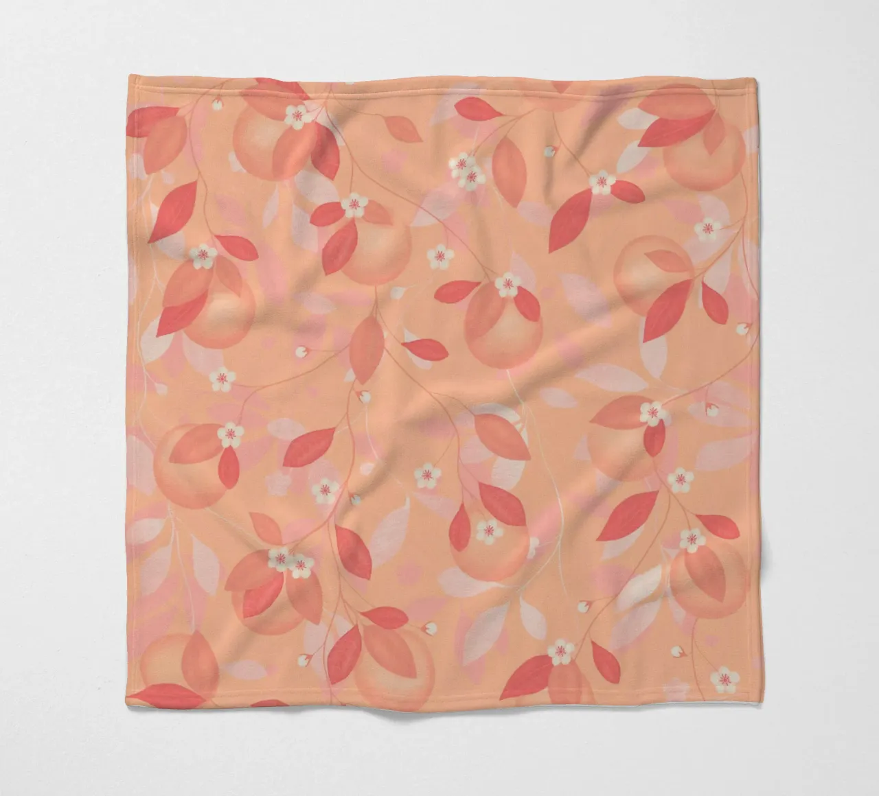 Peach and Orange Pattern: Pantone Palette with Leaves coperta in pile da Studio Patruschka