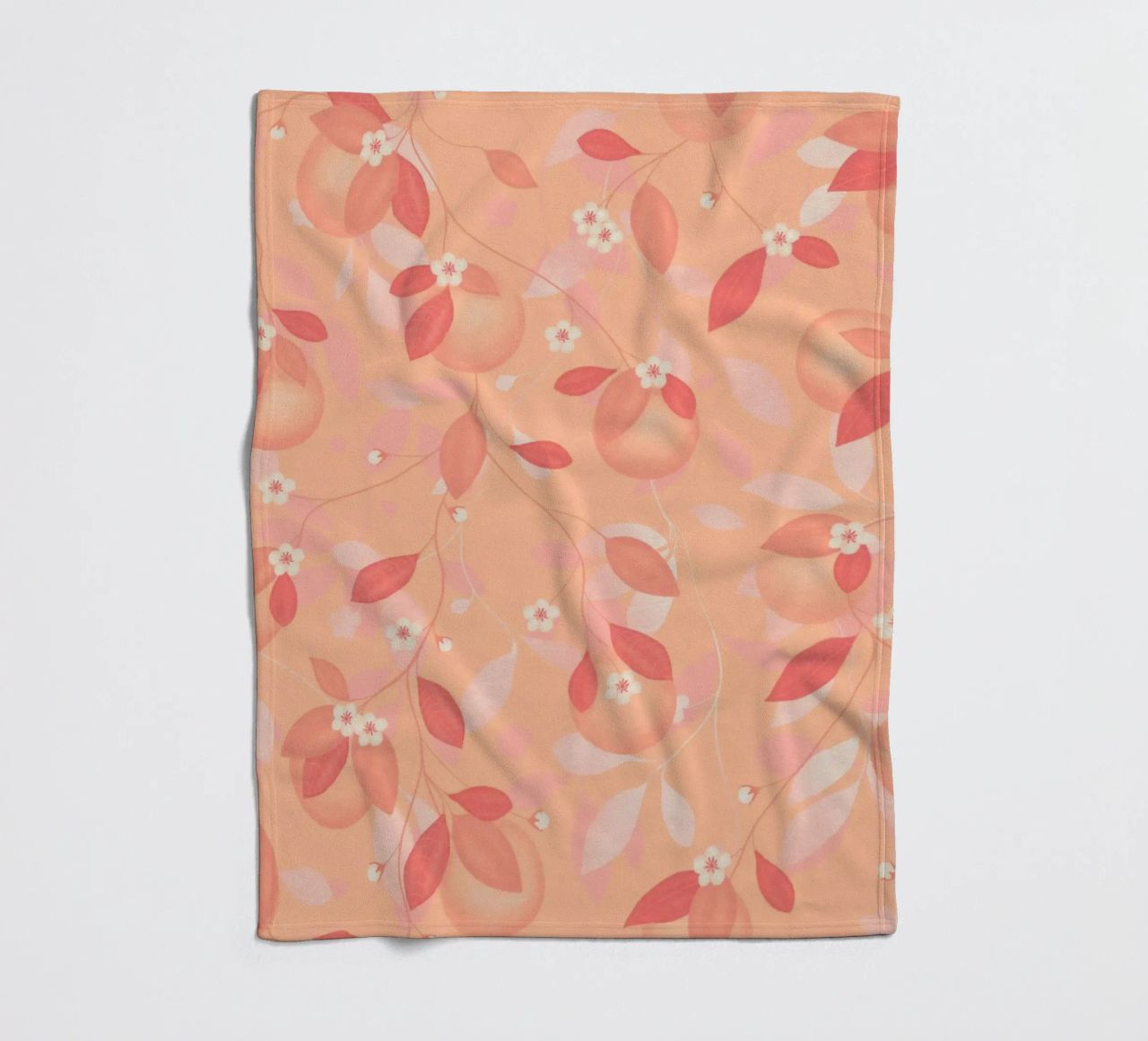 Peach and Orange Pattern: Pantone Palette with Leaves coperta in pile da Studio Patruschka