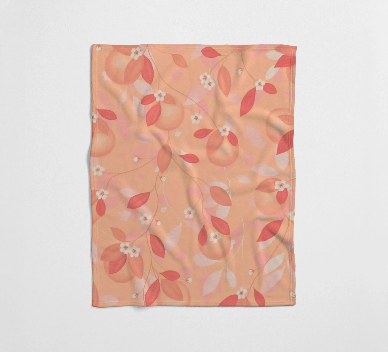 Peach and Orange Pattern: Pantone Palette with Leaves coperta in pile da Studio Patruschka