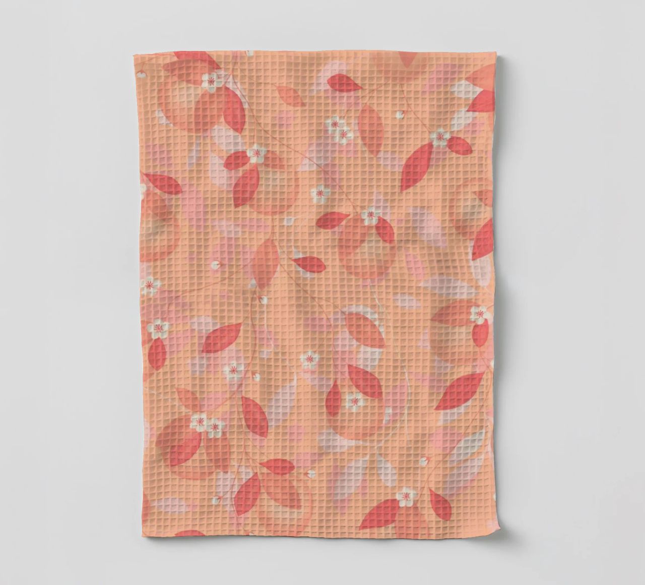 Peach and Orange Pattern: Pantone Palette with Leaves canovaccio da cucina da Studio Patruschka