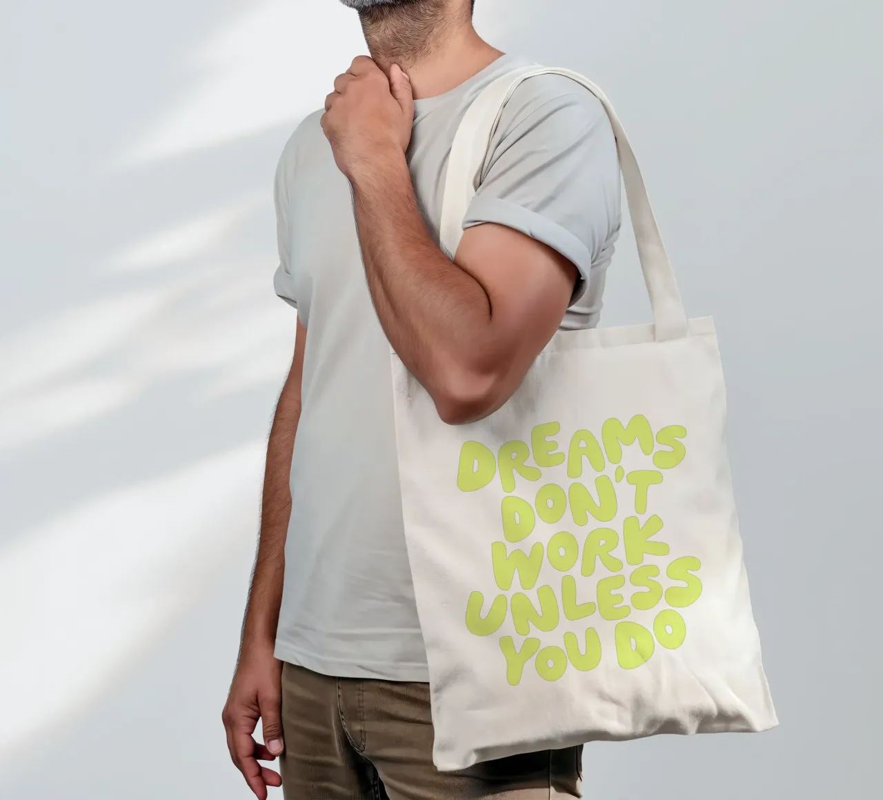 I sogni non funzionano se non si fa design tipografico borsa in juta da THE MOTIVATED TYPE