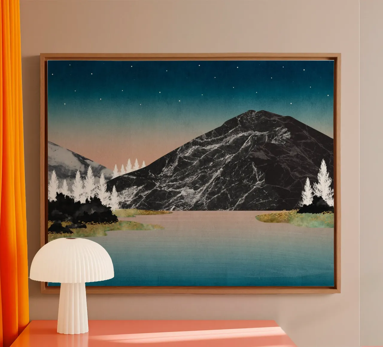 Marmeren Serenity canvas met Baklijst van kookiepixel