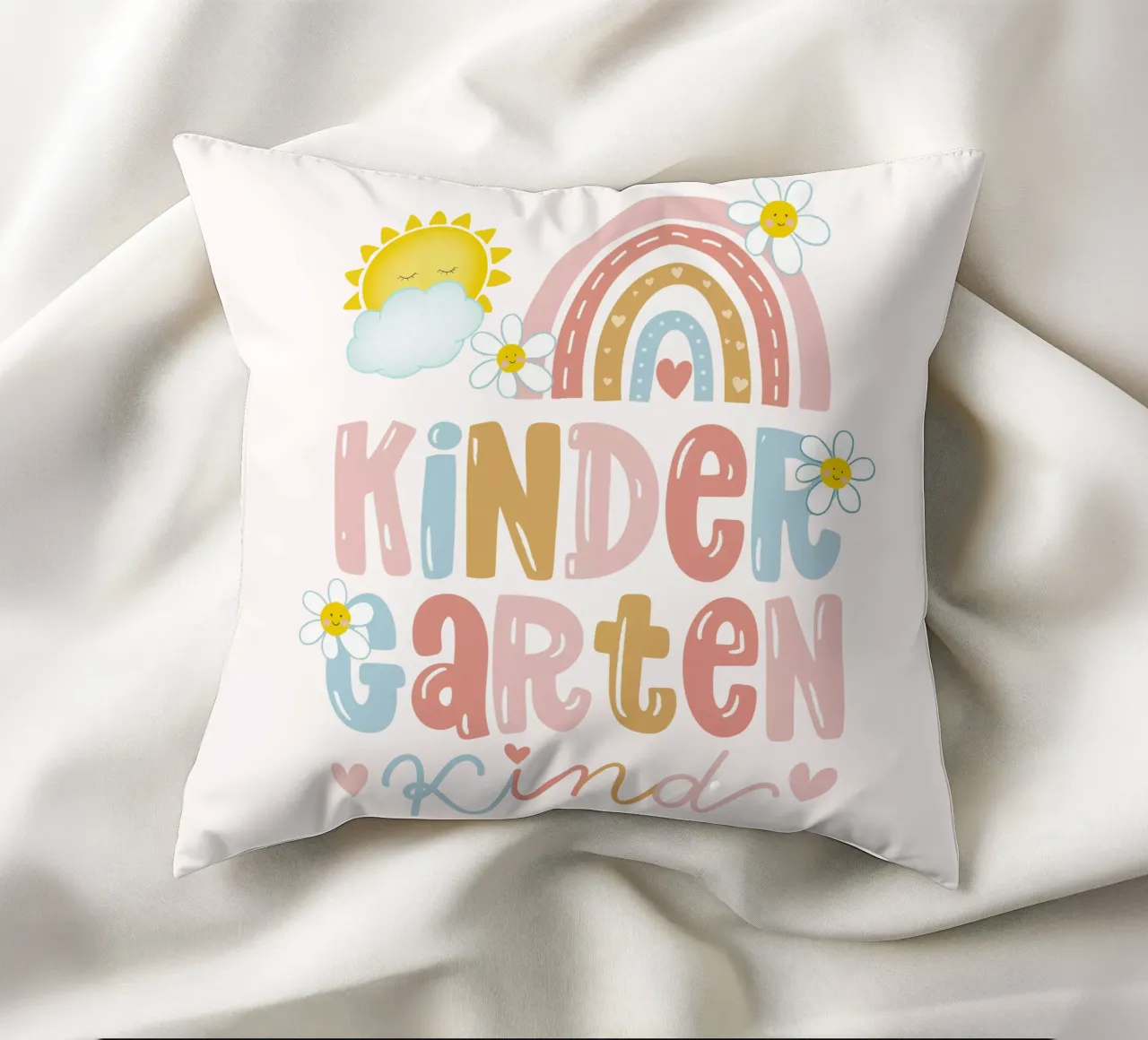 Bambino dell'asilo. Arcobaleno boho. Sole. Personalizzabile. cuscino da CalliLetters