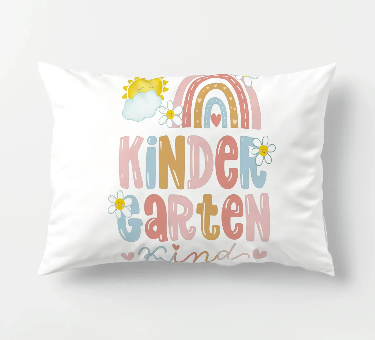 Bambino dell'asilo. Arcobaleno boho. Sole. Personalizzabile. cuscino da CalliLetters
