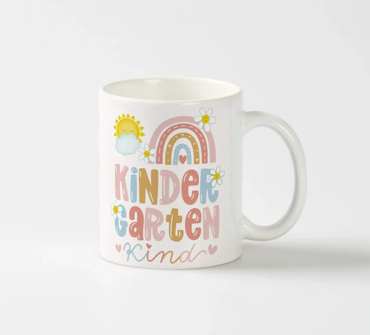 Kindergarten Kind. Boho Regenbogen. Sonne. Personalisierbar. Keramik Tasse von CalliLetters