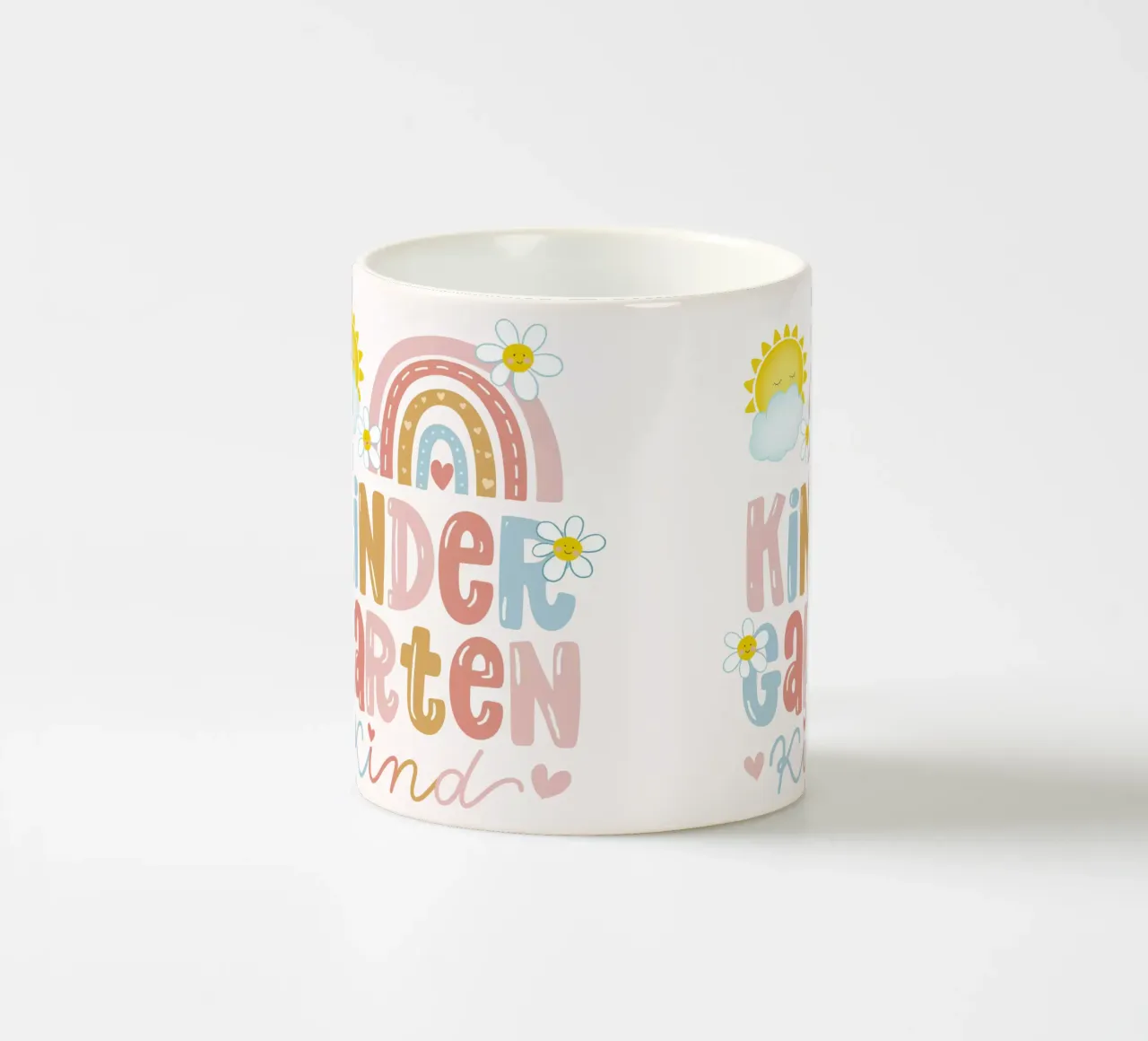 Kindergarten Kind. Boho Regenbogen. Sonne. Personalisierbar. Keramik Tasse von CalliLetters