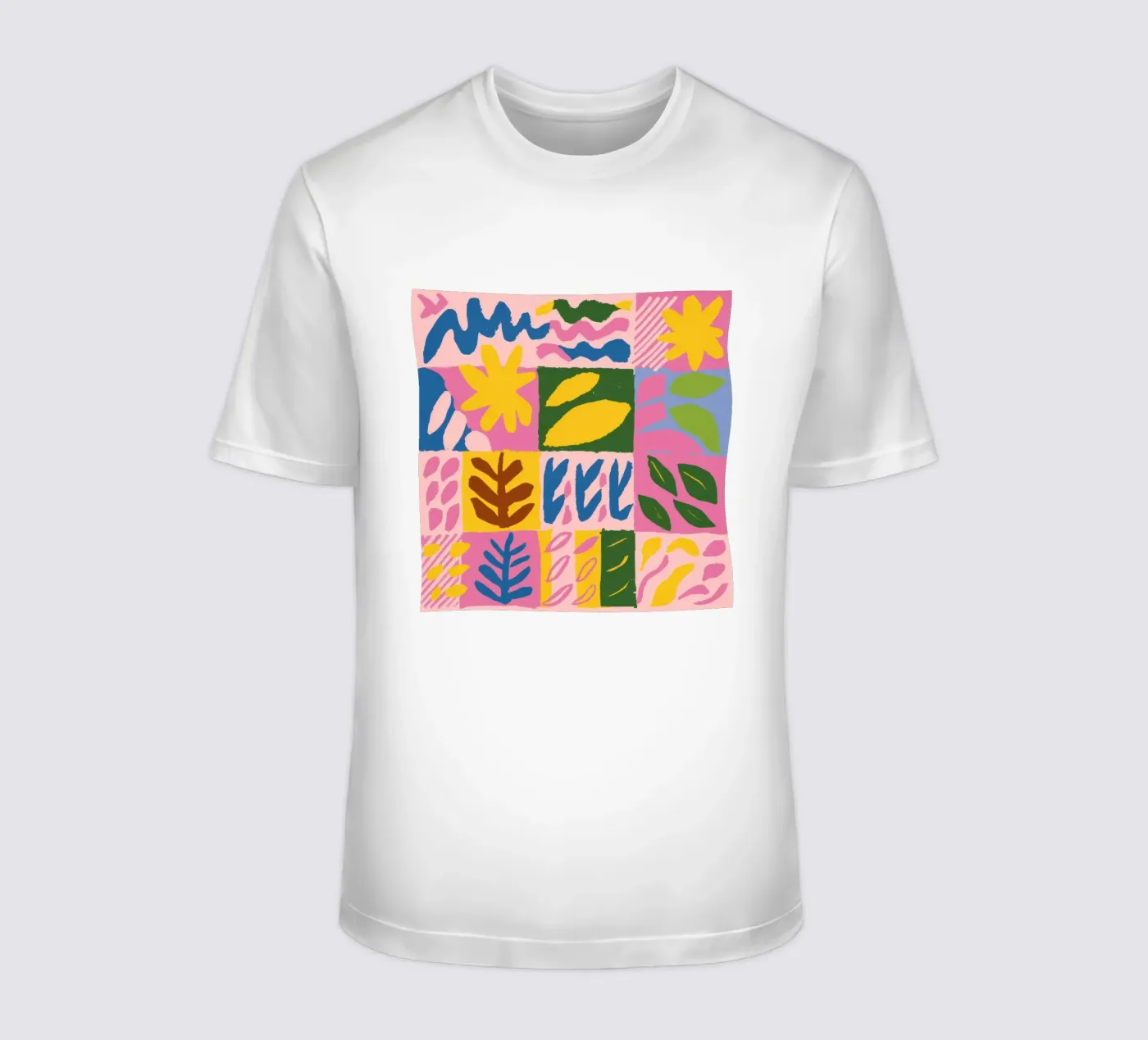 Speelse patchworkvormen t-shirt van Sun Riser