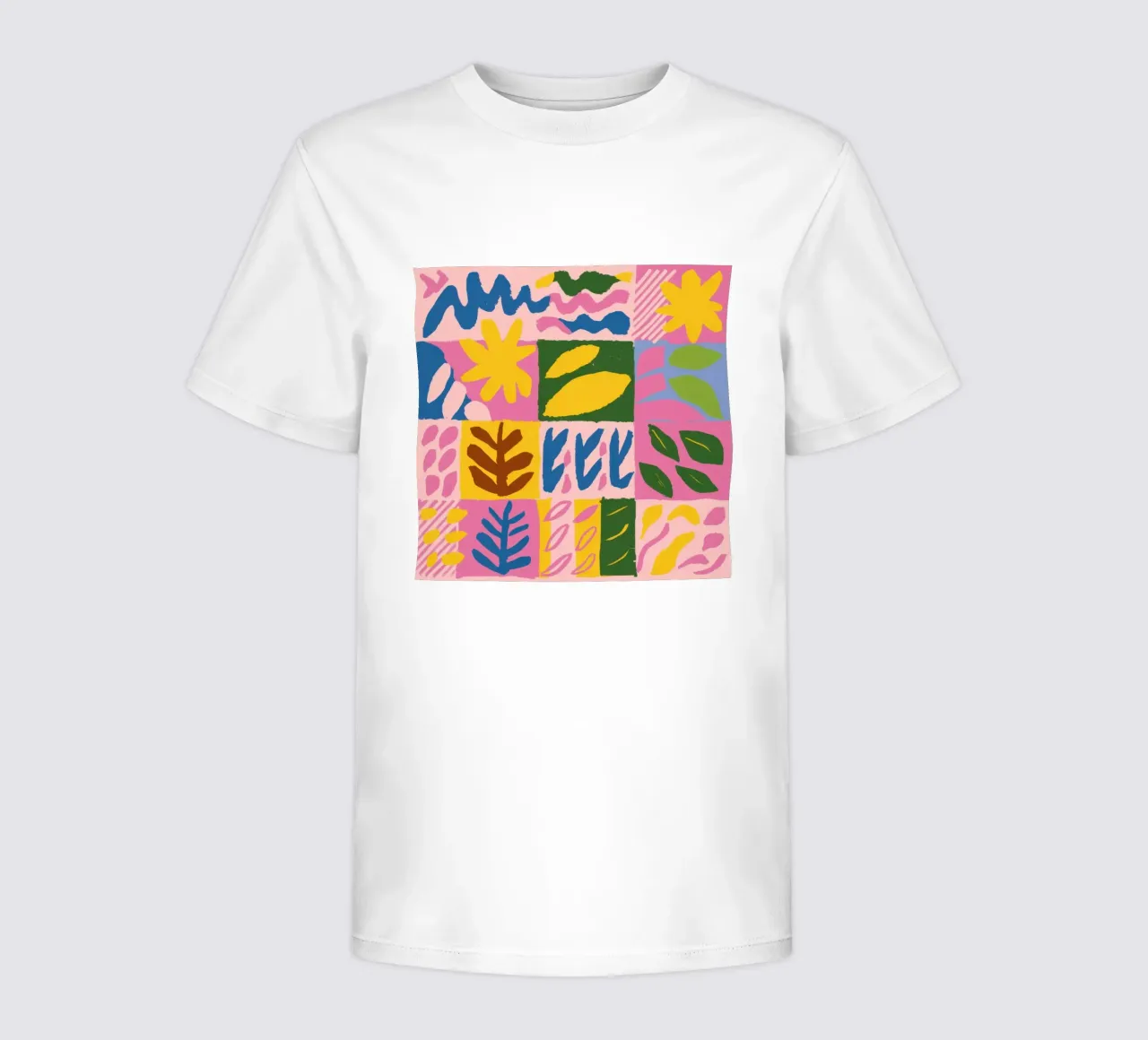 Speelse patchworkvormen kinder t-shirt van Sun Riser