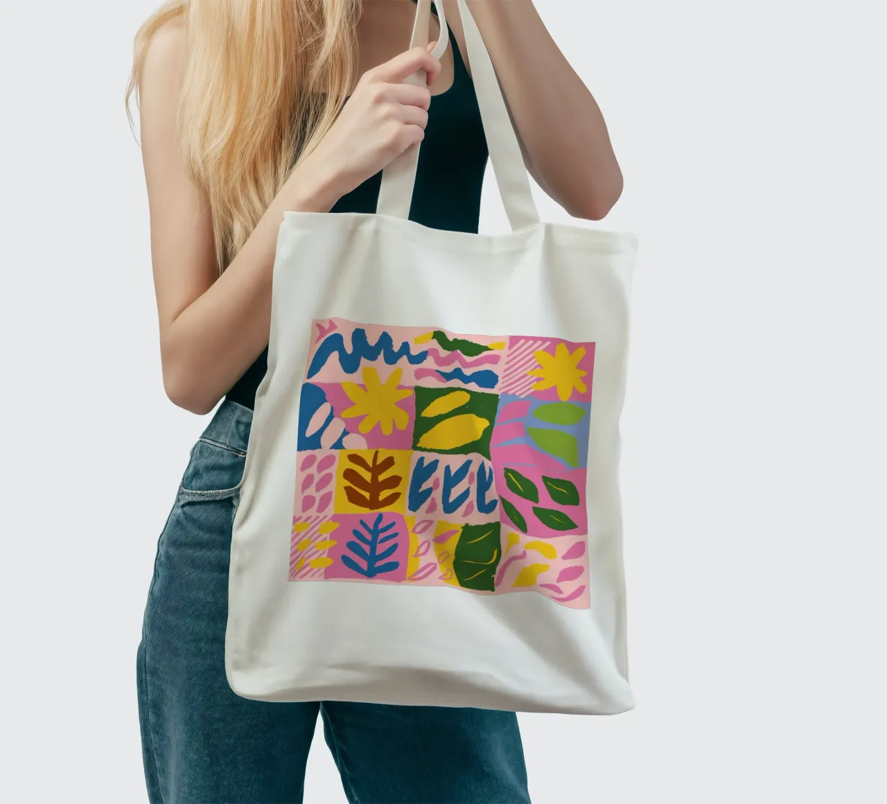 Playful Patchwork Forms tote bag by Sun Riser