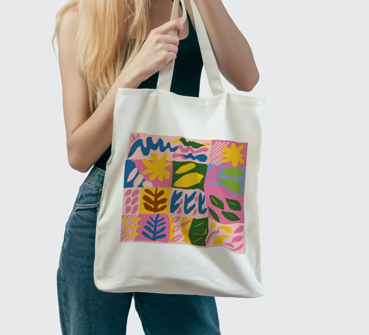 Playful Patchwork Forms tote bag by Sun Riser