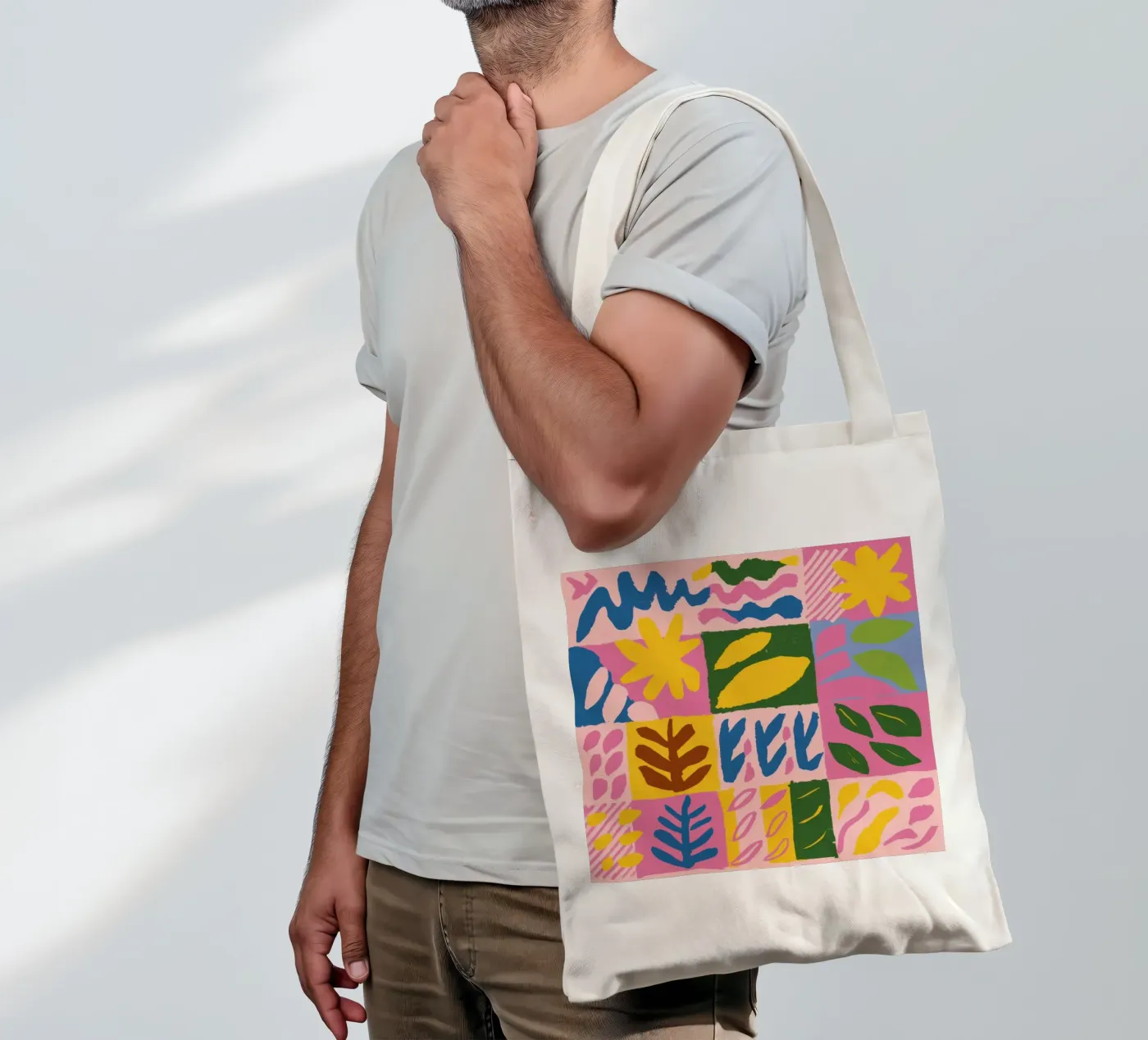 Playful Patchwork Forms tote bag by Sun Riser