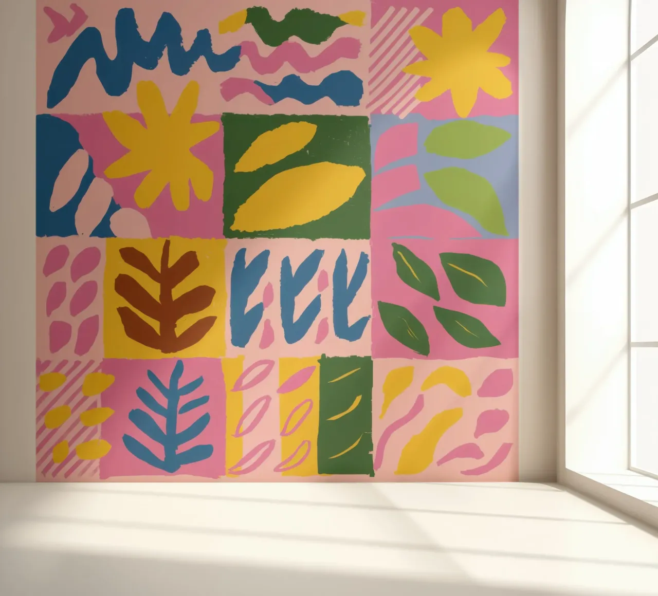 Speelse patchworkvormen fotobehang van Sun Riser