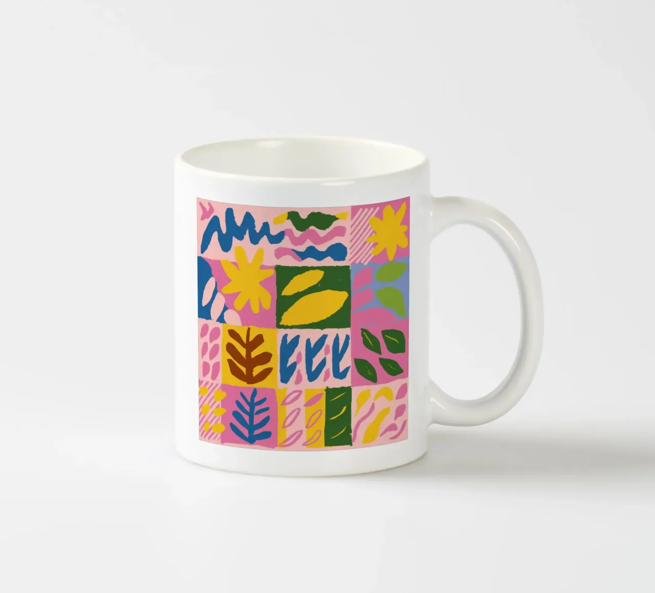 Playful Patchwork Forms ceramic mug by Sun Riser
